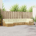 Outdoor-Sofagarnitur mit Kissen 7 pcs Weiß und Creme