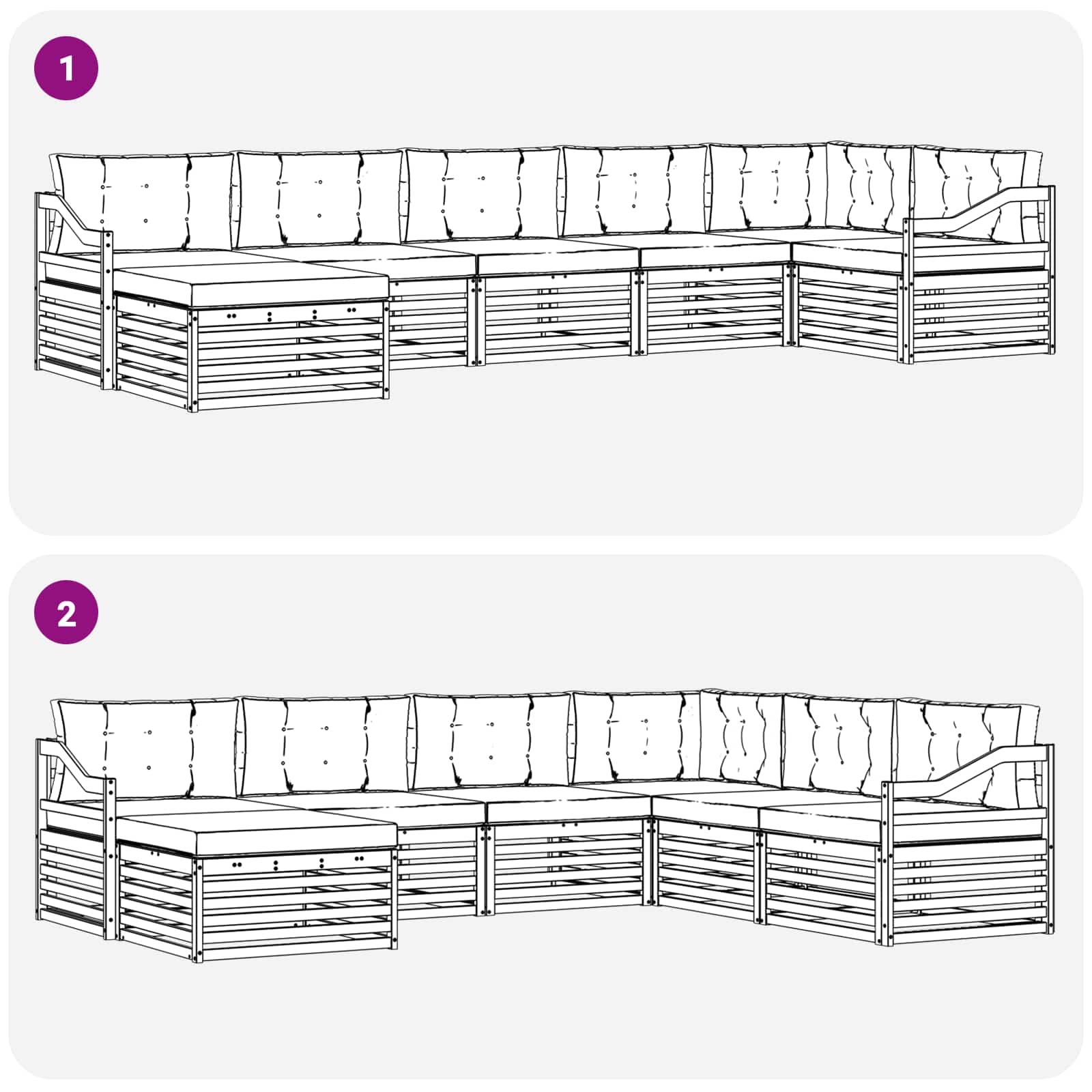 Outdoor-Sofagarnitur mit Kissen 7 pcs Weiß und Creme