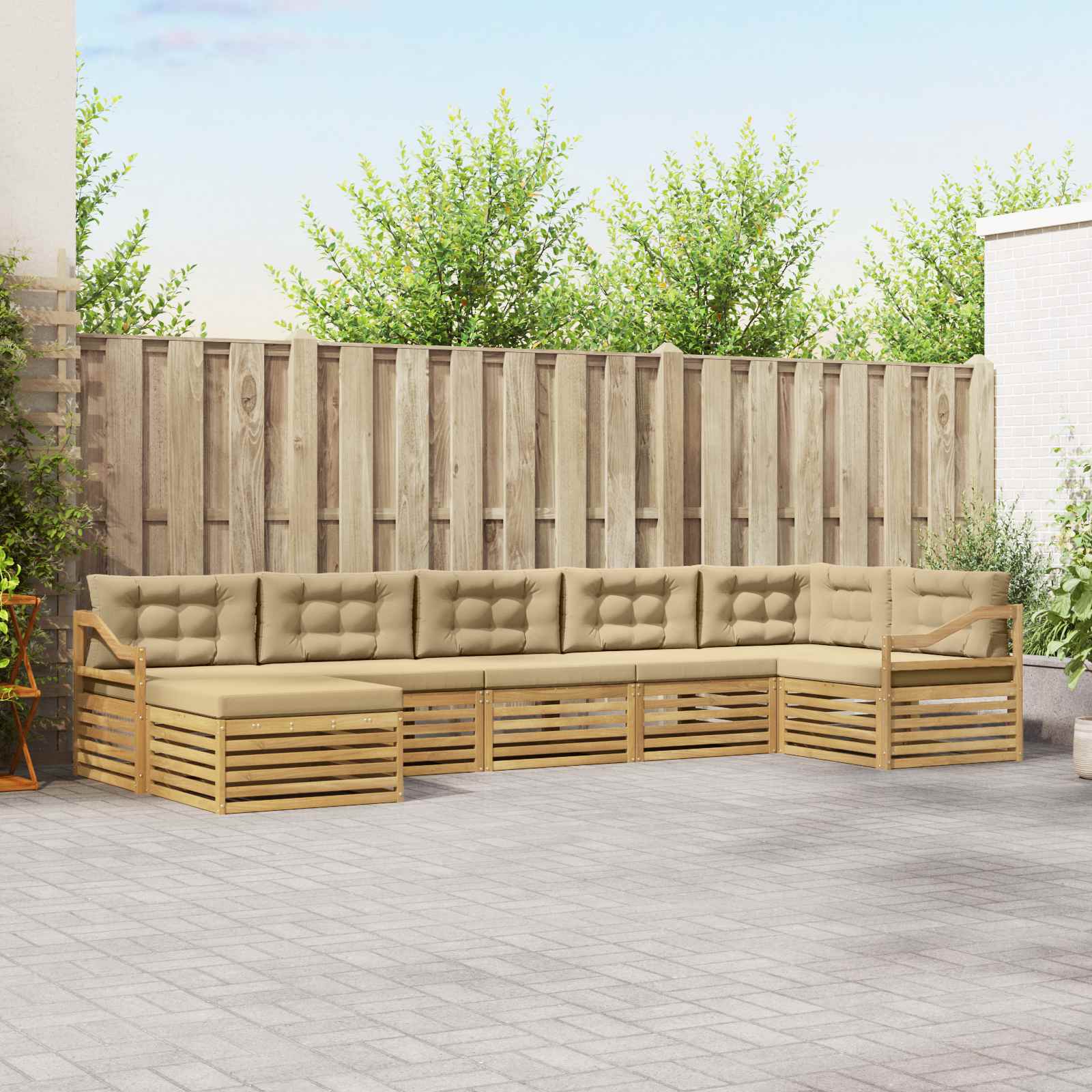 Outdoor-Sofagarnitur 7 pcs Weiß und Beige