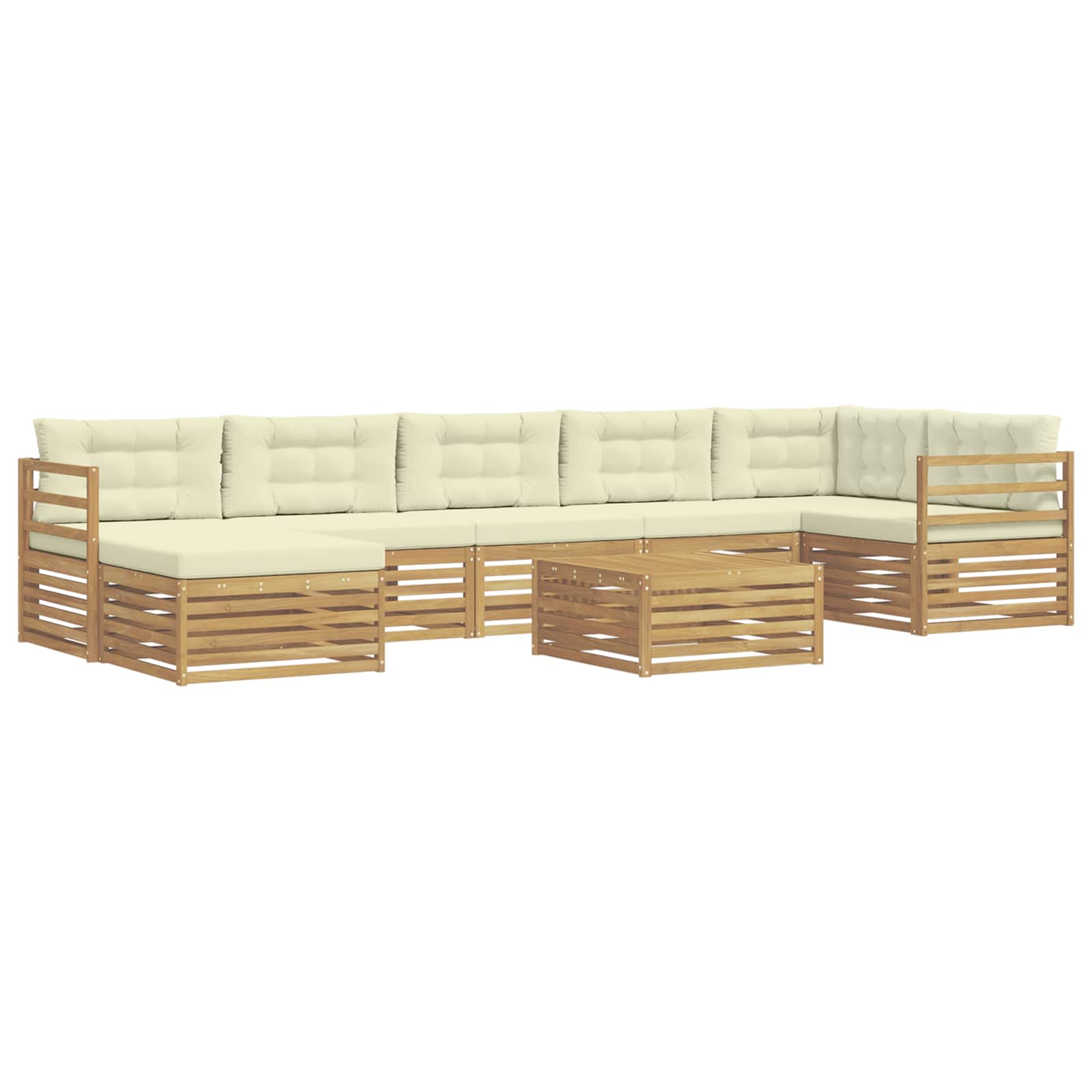 Outdoor-Sofagarnitur mit Kissen 8 pcs Weiß und Creme Polyester