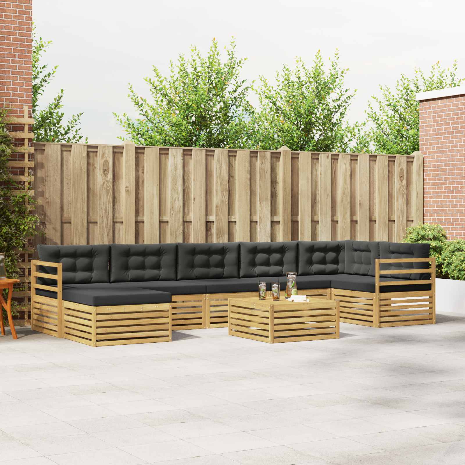 Outdoor-Sofagarnitur mit Kissen 8 pcs Weiß und Anthrazit
