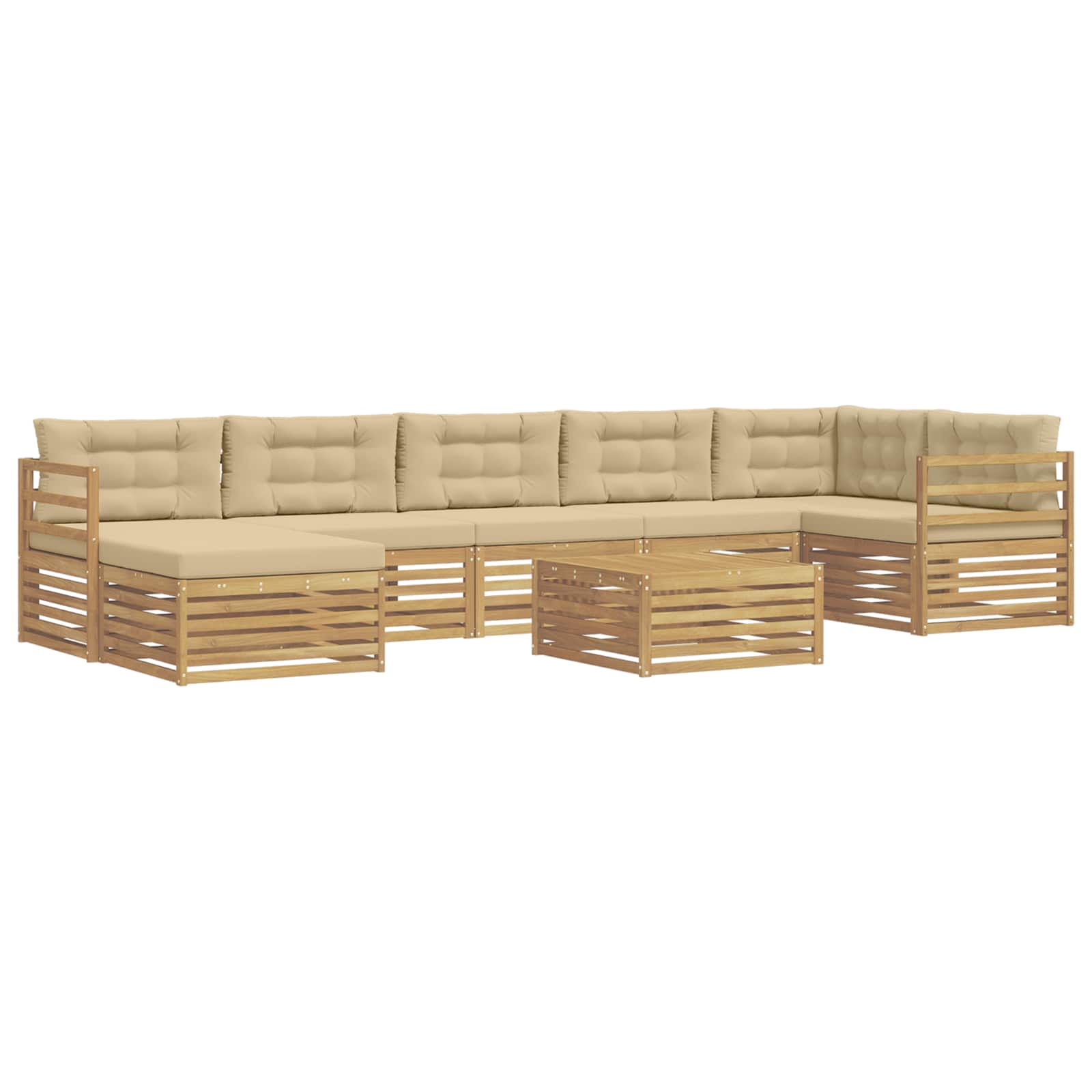 Outdoor-Sofagarnitur mit Kissen 8 pcs Weiß und Beige Polyester