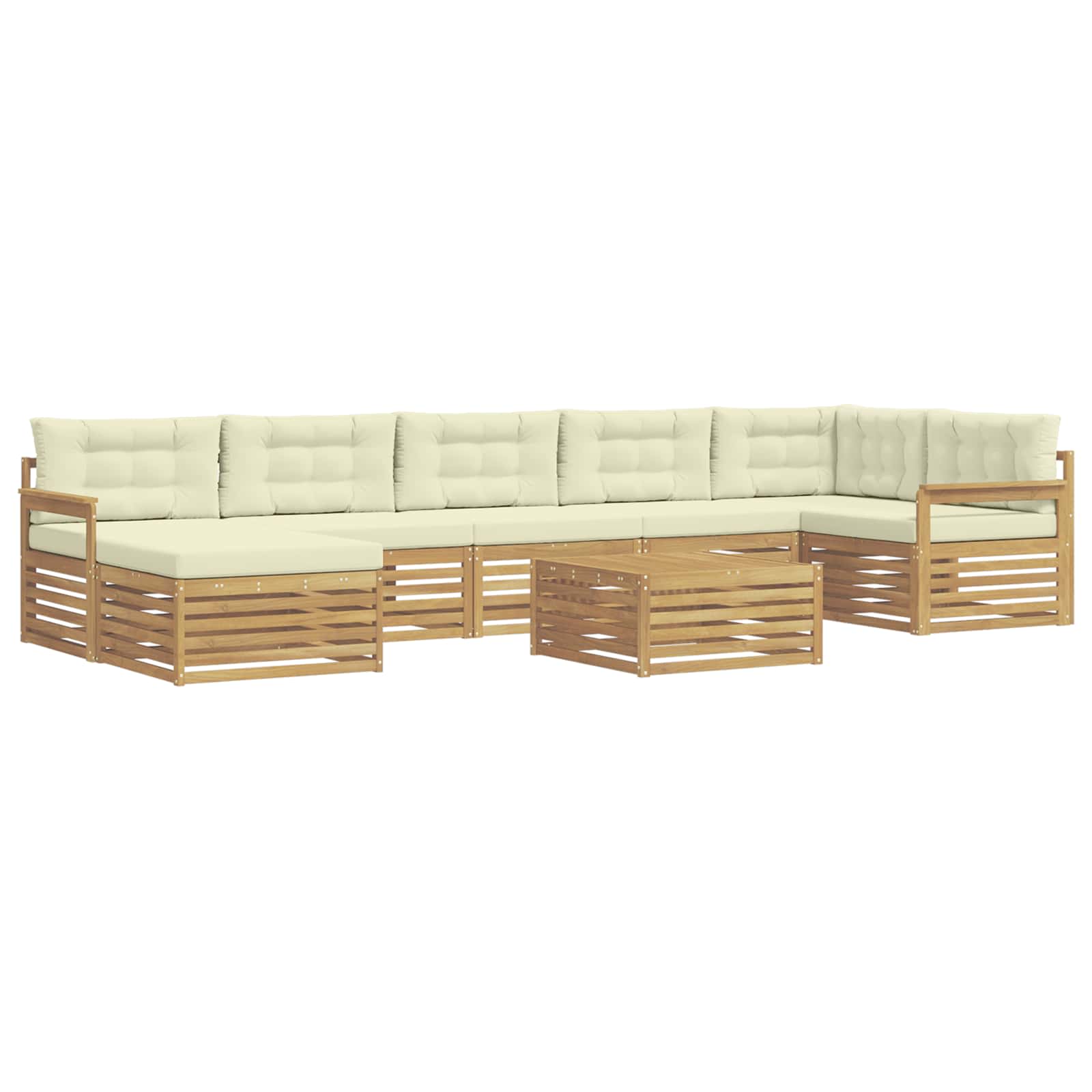 Outdoor-Sofagarnitur mit Kissen 8 pcs Weiß und Creme