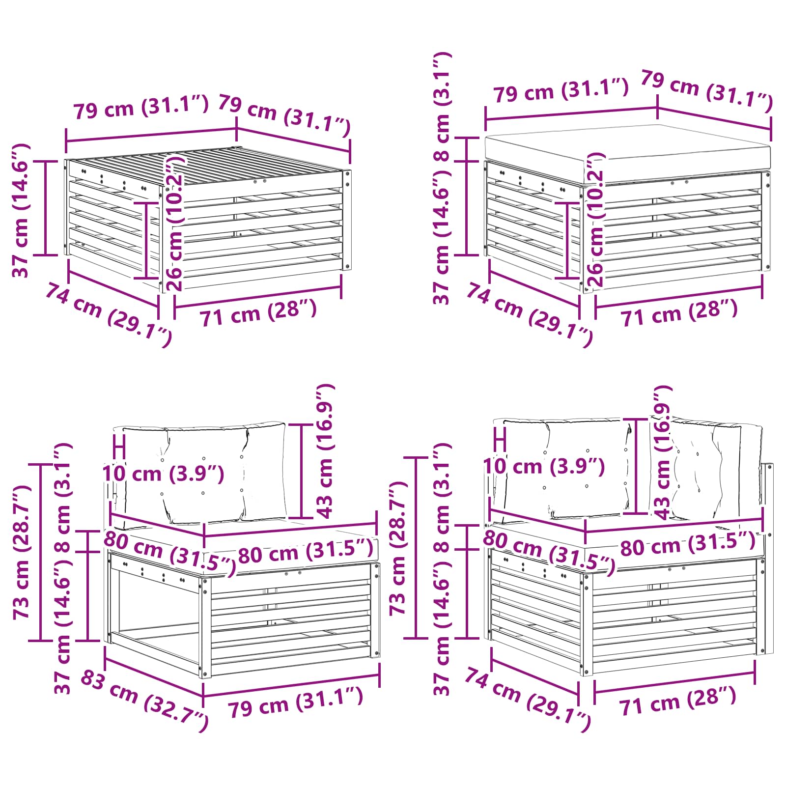 Outdoor-Sofagarnitur mit Kissen 8 pcs Weiß und Anthrazit