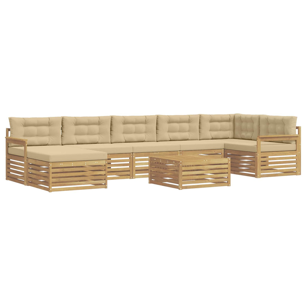 Outdoor-Sofagarnitur mit Kissen 8 pcs Weiß und Beige
