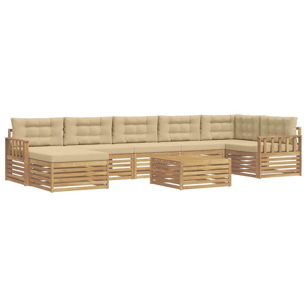 Outdoor-Sofagarnitur mit Kissen 8 pcs Weiß und Beige