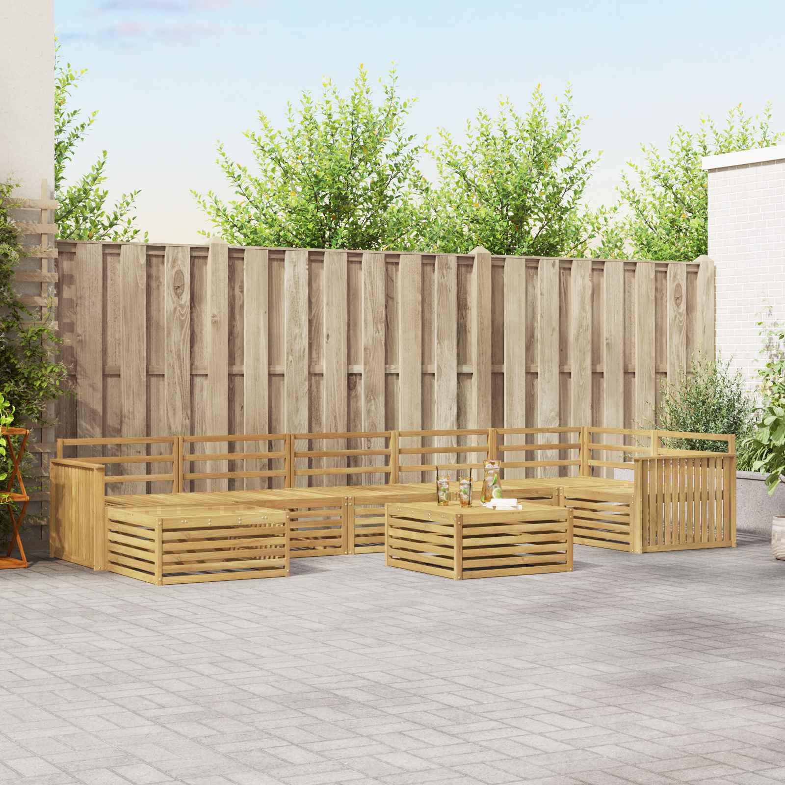 Outdoor-Sofagarnitur 8 pcs Weiß Massivholz Akazie
