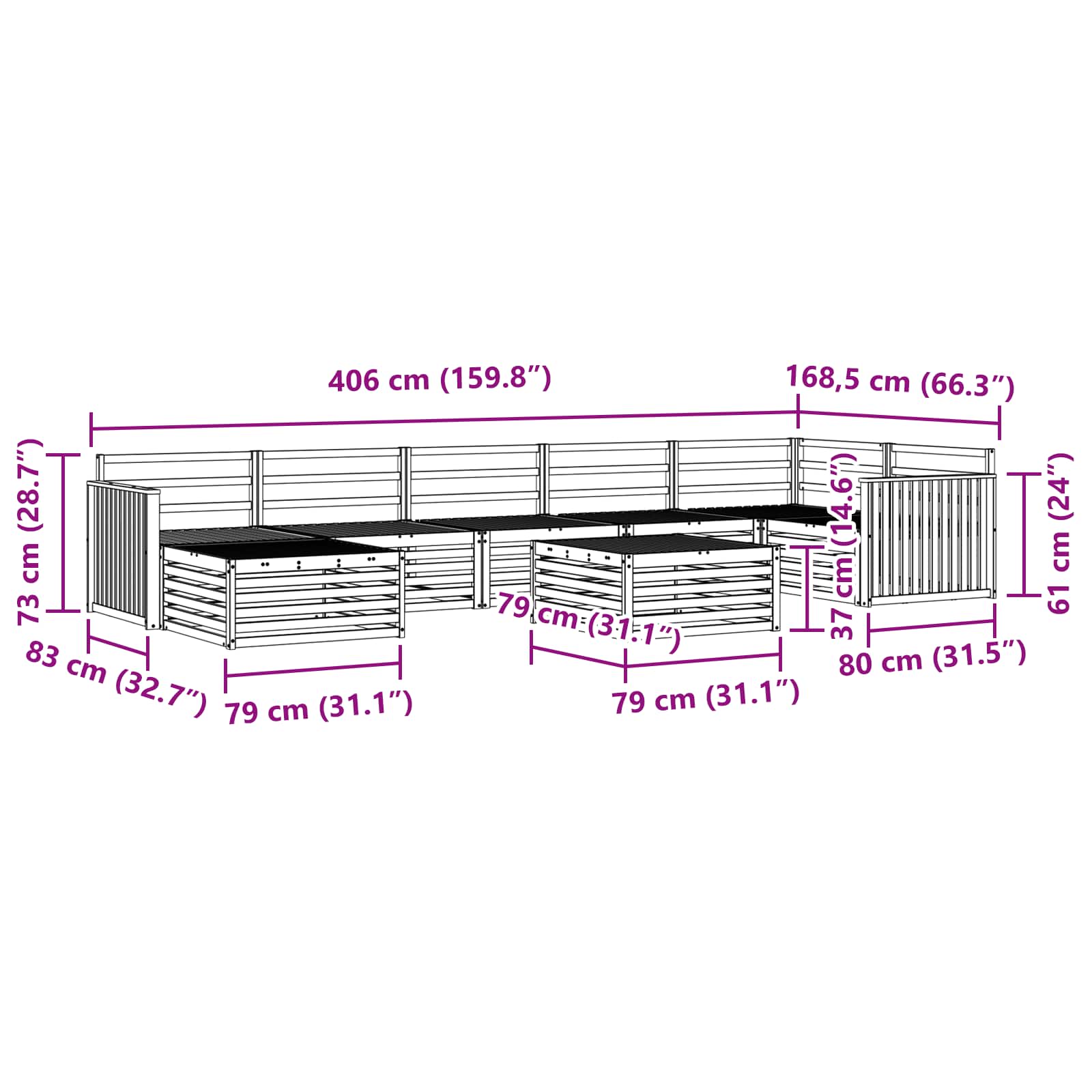 Outdoor-Sofagarnitur 8 pcs Weiß Massivholz Akazie