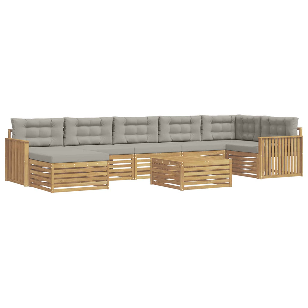 Outdoor-Sofagarnitur mit Kissen 8 pcs Weiß und Hellgrau