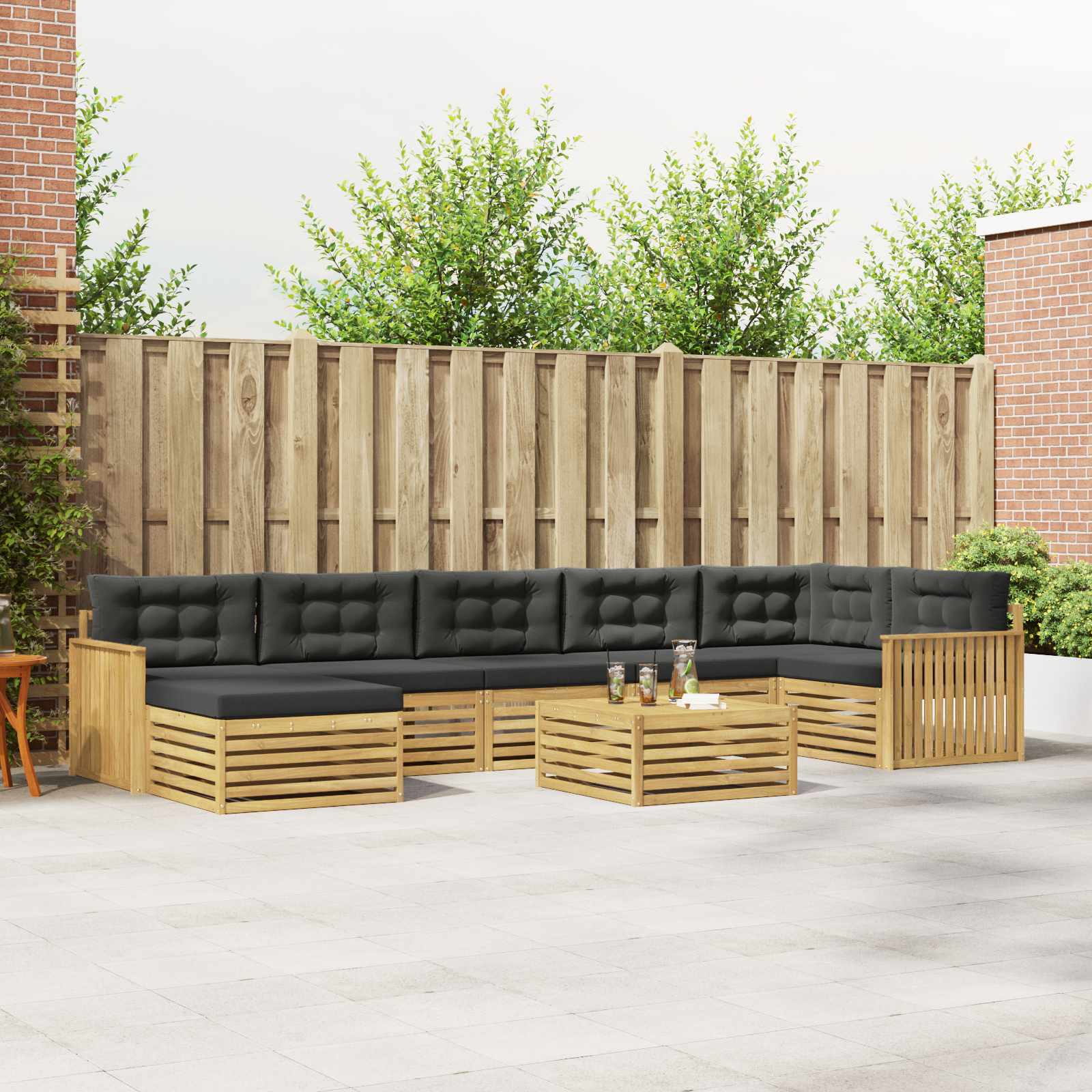 Outdoor-Sofagarnitur mit Kissen 8 pcs Weiß und Anthrazit