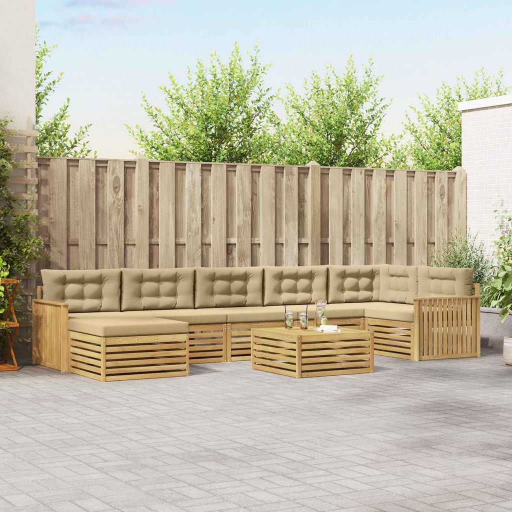 Outdoor-Sofagarnitur mit Kissen 8 pcs Weiß und Beige