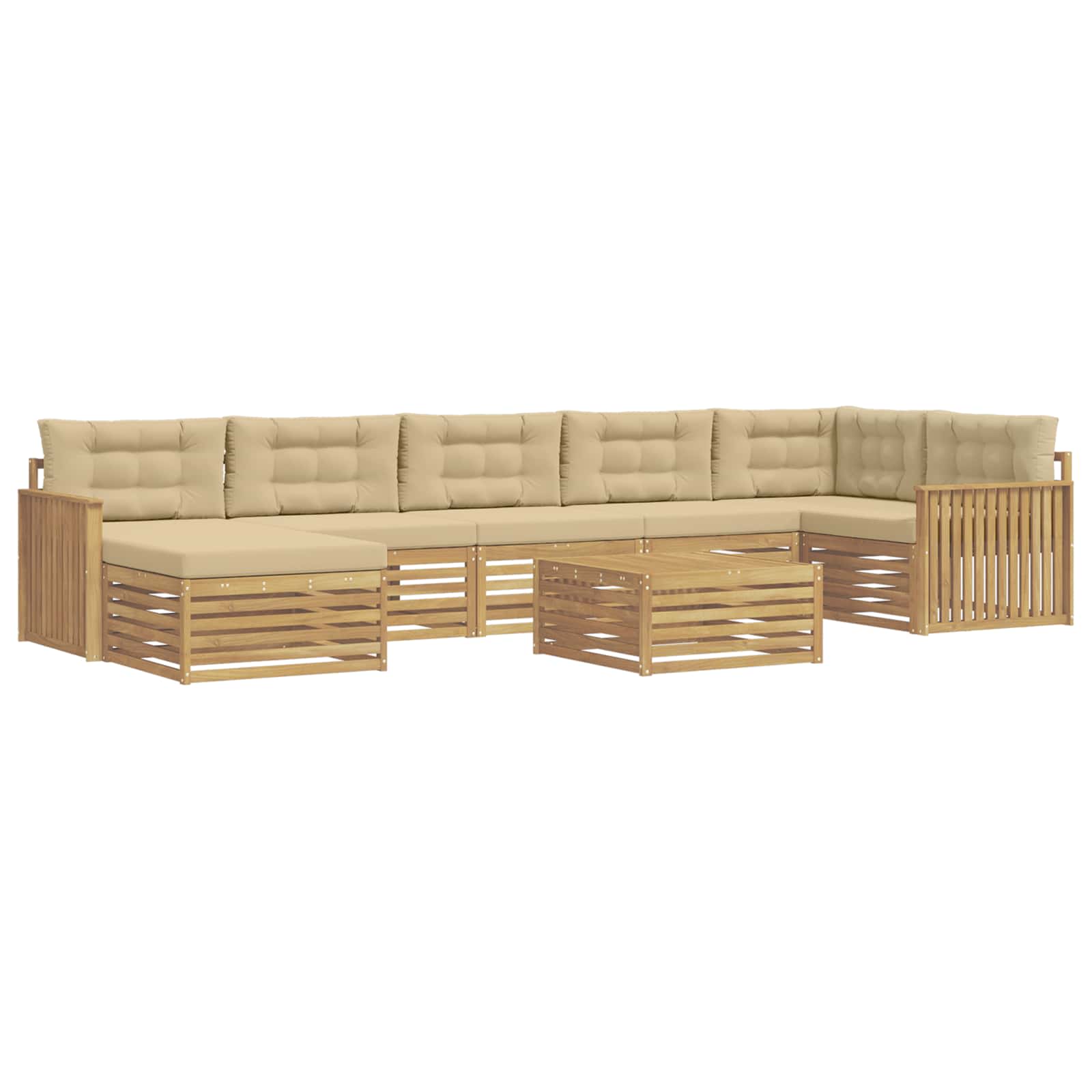 Outdoor-Sofagarnitur mit Kissen 8 pcs Weiß und Beige