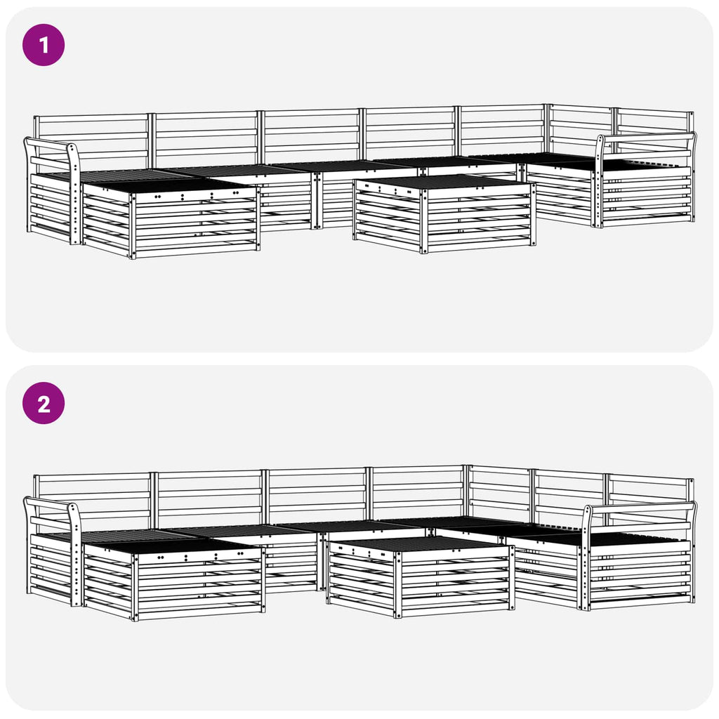 Outdoor-Sofagarnitur 8 pcs Weiß Massivholz Akazie