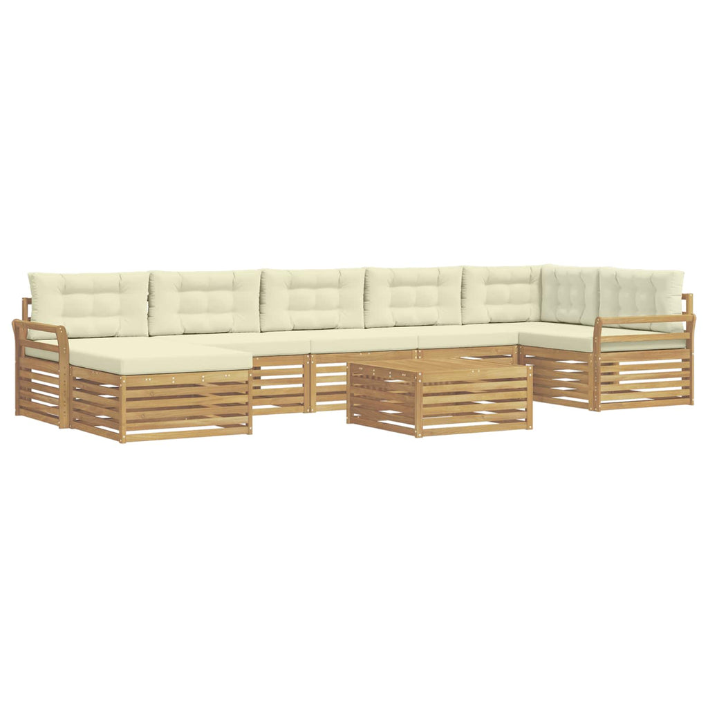 Outdoor-Sofagarnitur mit Kissen 8 pcs Weiß und Creme