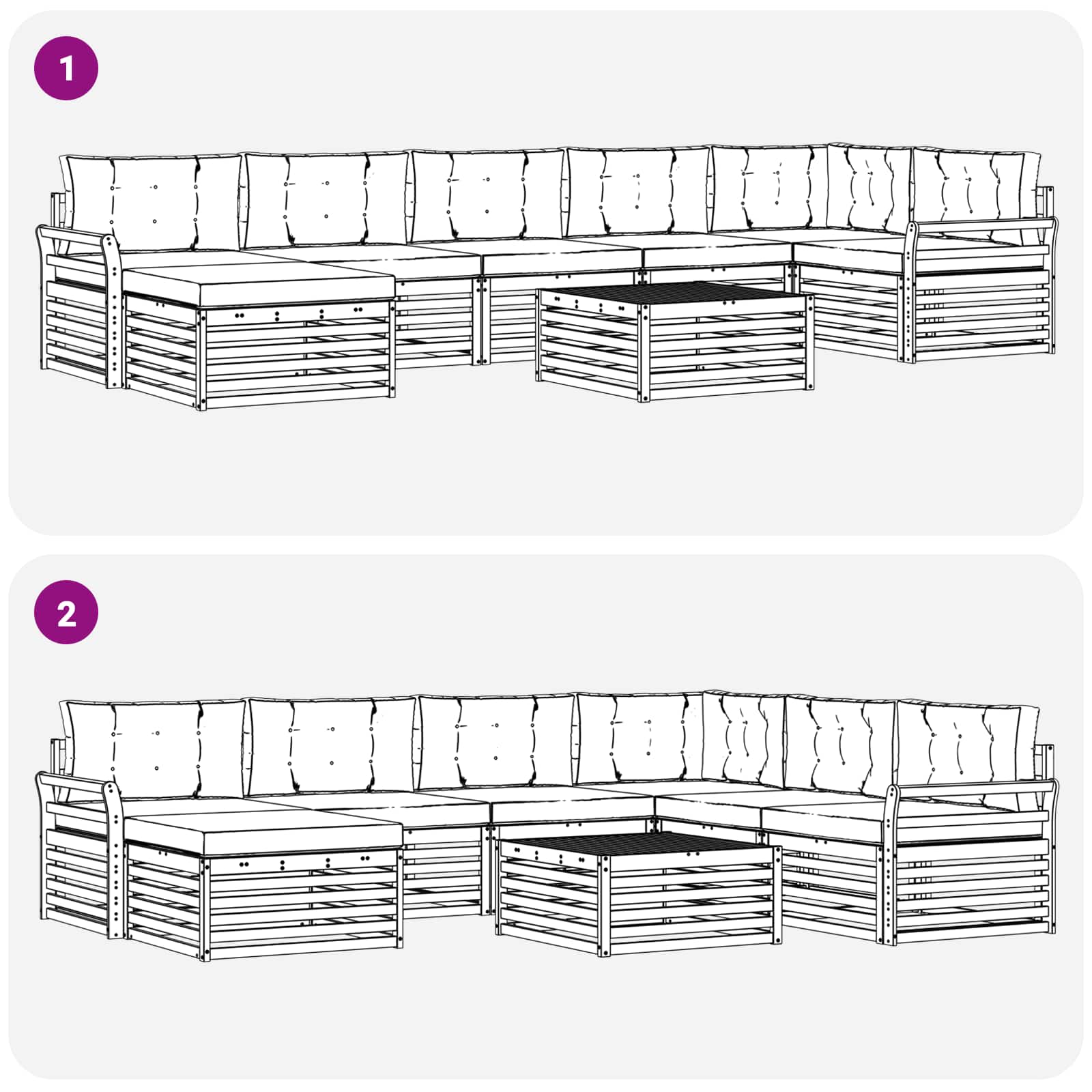 Outdoor-Sofagarnitur mit Kissen 8 pcs Weiß und Creme