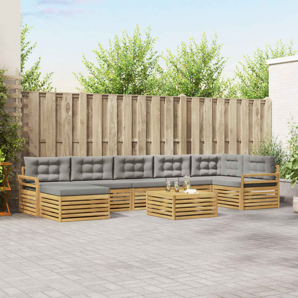 Outdoor-Sofagarnitur mit Kissen 8 pcs Weiß und Hellgrau