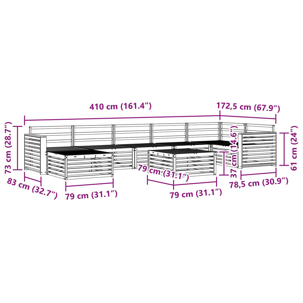 Outdoor-Sofagarnitur 8 pcs Weiß Massivholz Akazie