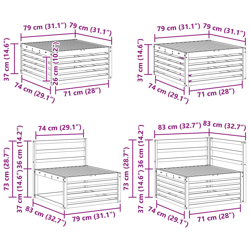 Outdoor-Sofagarnitur 8 pcs Weiß Massivholz Akazie