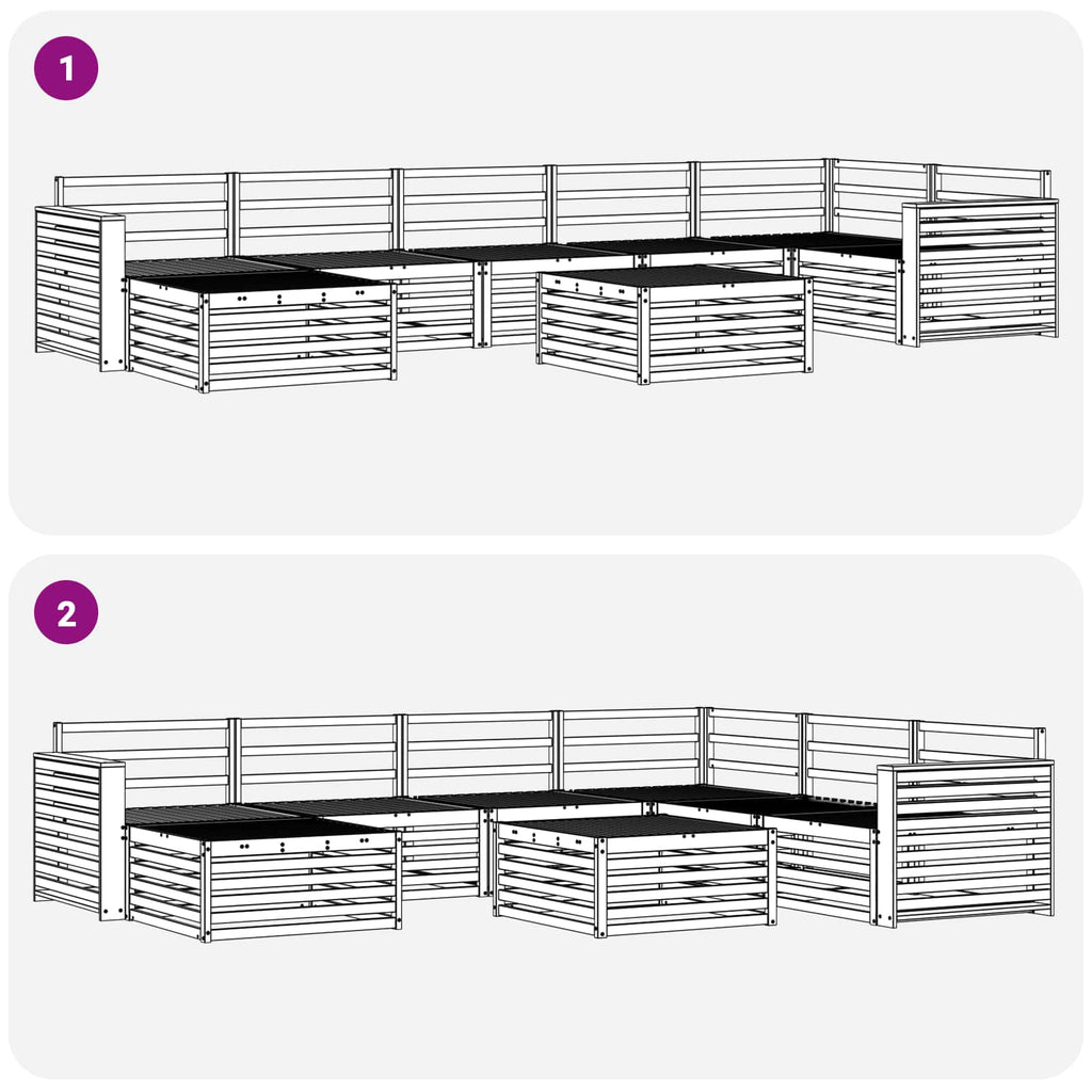 Outdoor-Sofagarnitur 8 pcs Weiß Massivholz Akazie