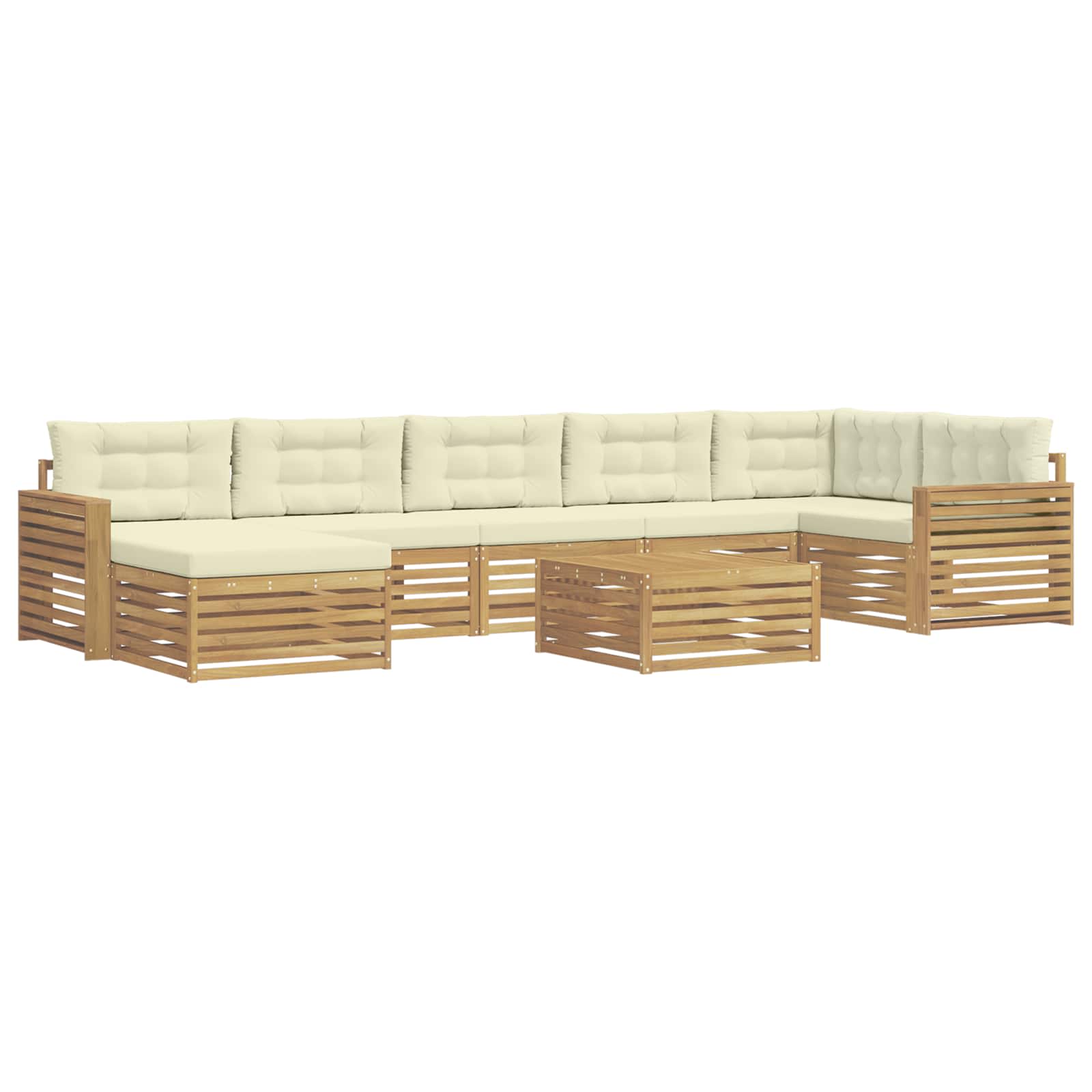 Outdoor-Sofagarnitur mit Kissen 8 pcs Weiß und Creme