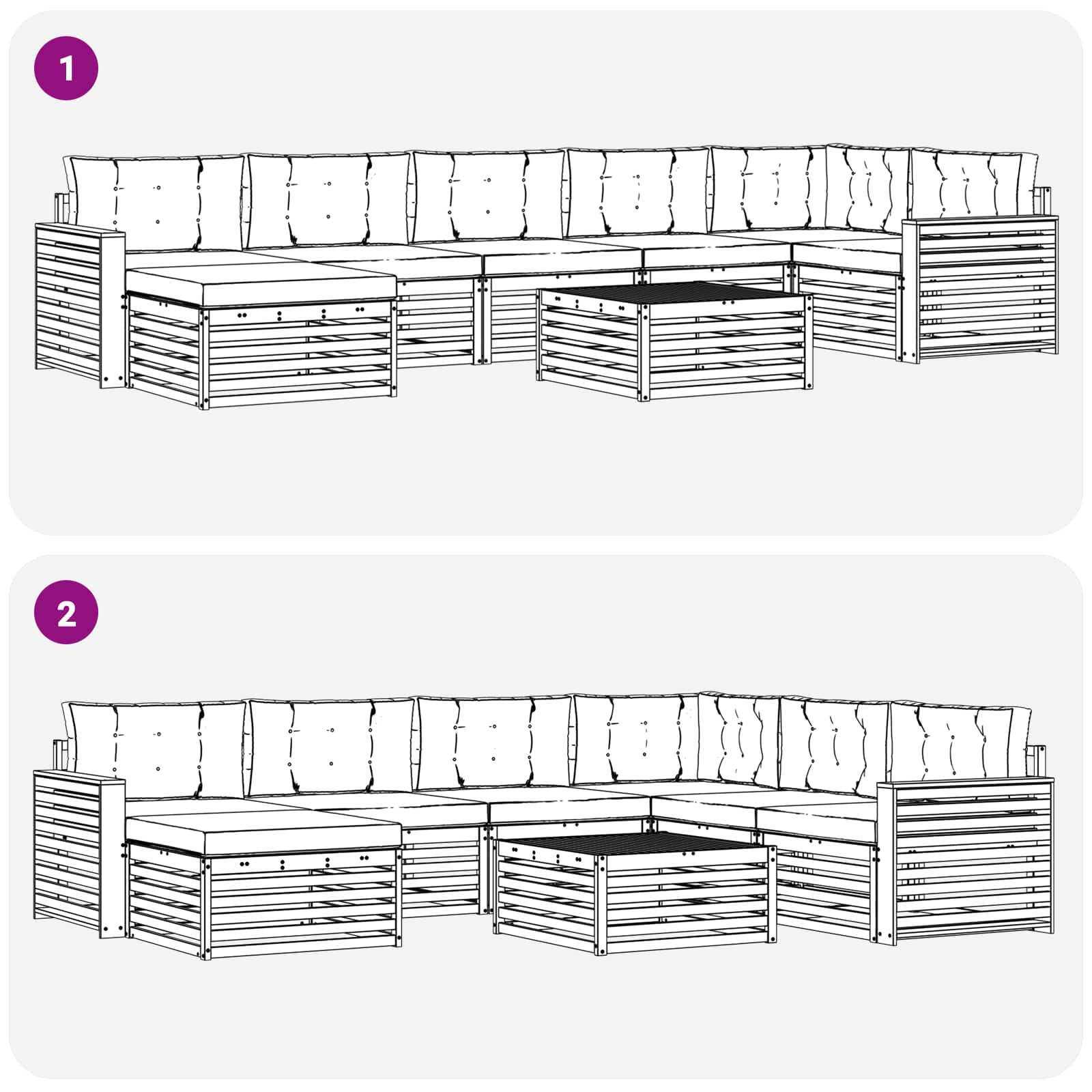 Outdoor-Sofagarnitur mit Kissen 8 pcs Weiß und Creme