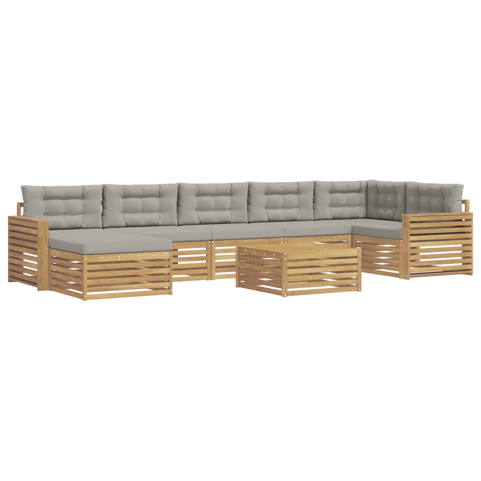 Outdoor-Sofagarnitur mit Kissen 8 pcs Weiß und Hellgrau