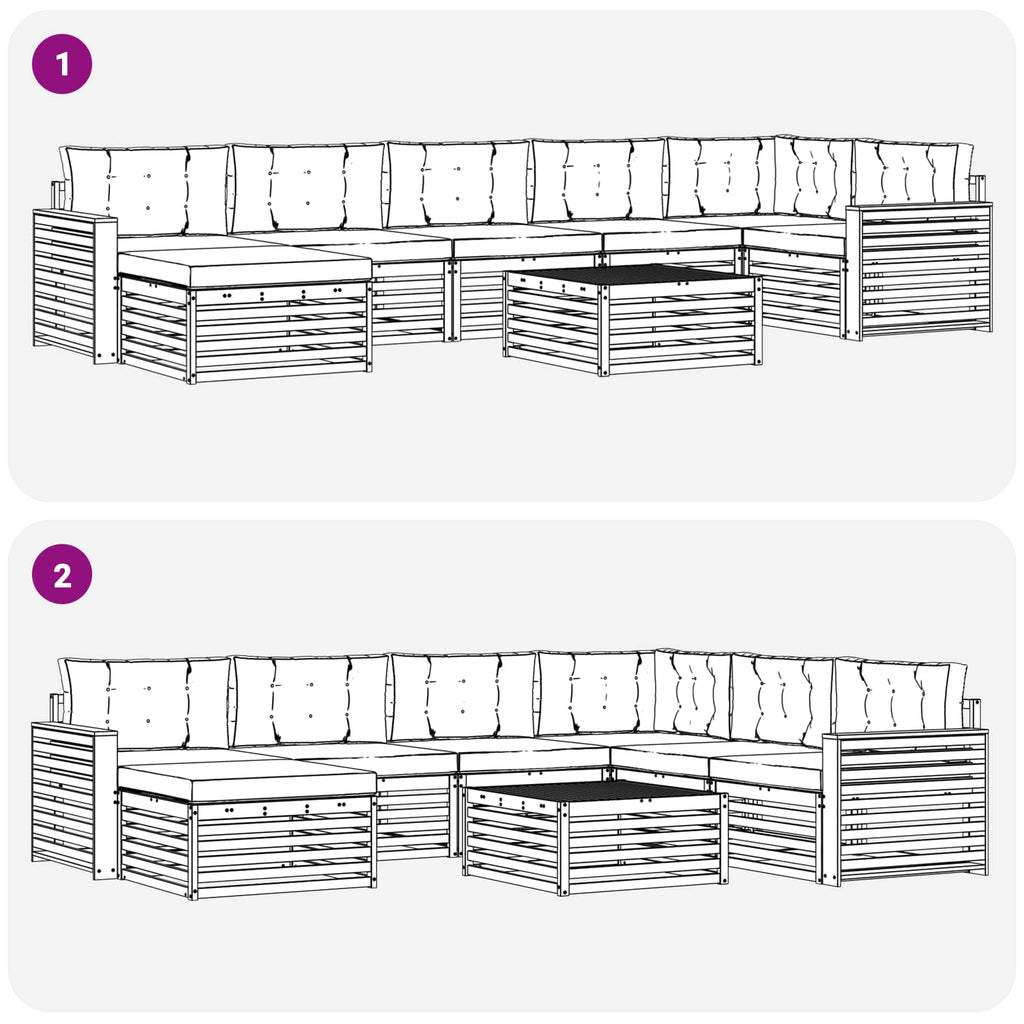 Outdoor-Sofagarnitur mit Kissen 8 pcs Weiß und Hellgrau