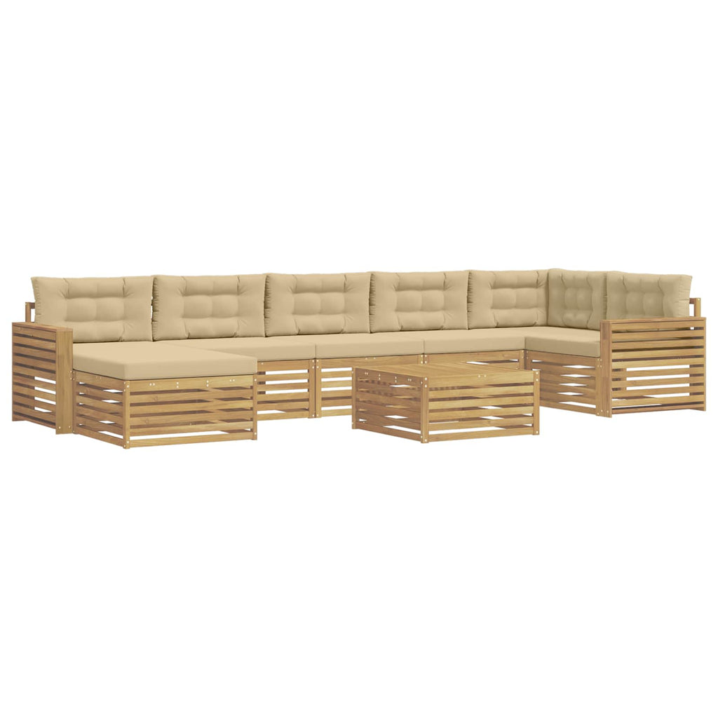 Outdoor-Sofagarnitur mit Kissen 8 pcs Weiß und Beige