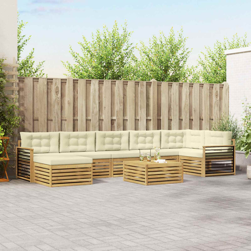 Outdoor-Sofagarnitur mit Kissen 8 pcs Weiß und Creme