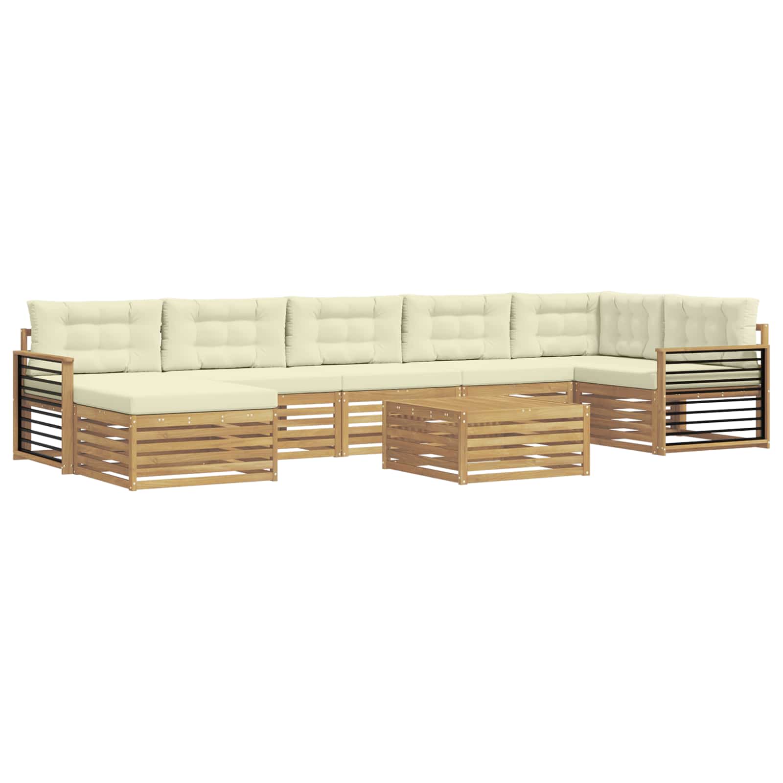 Outdoor-Sofagarnitur mit Kissen 8 pcs Weiß und Creme