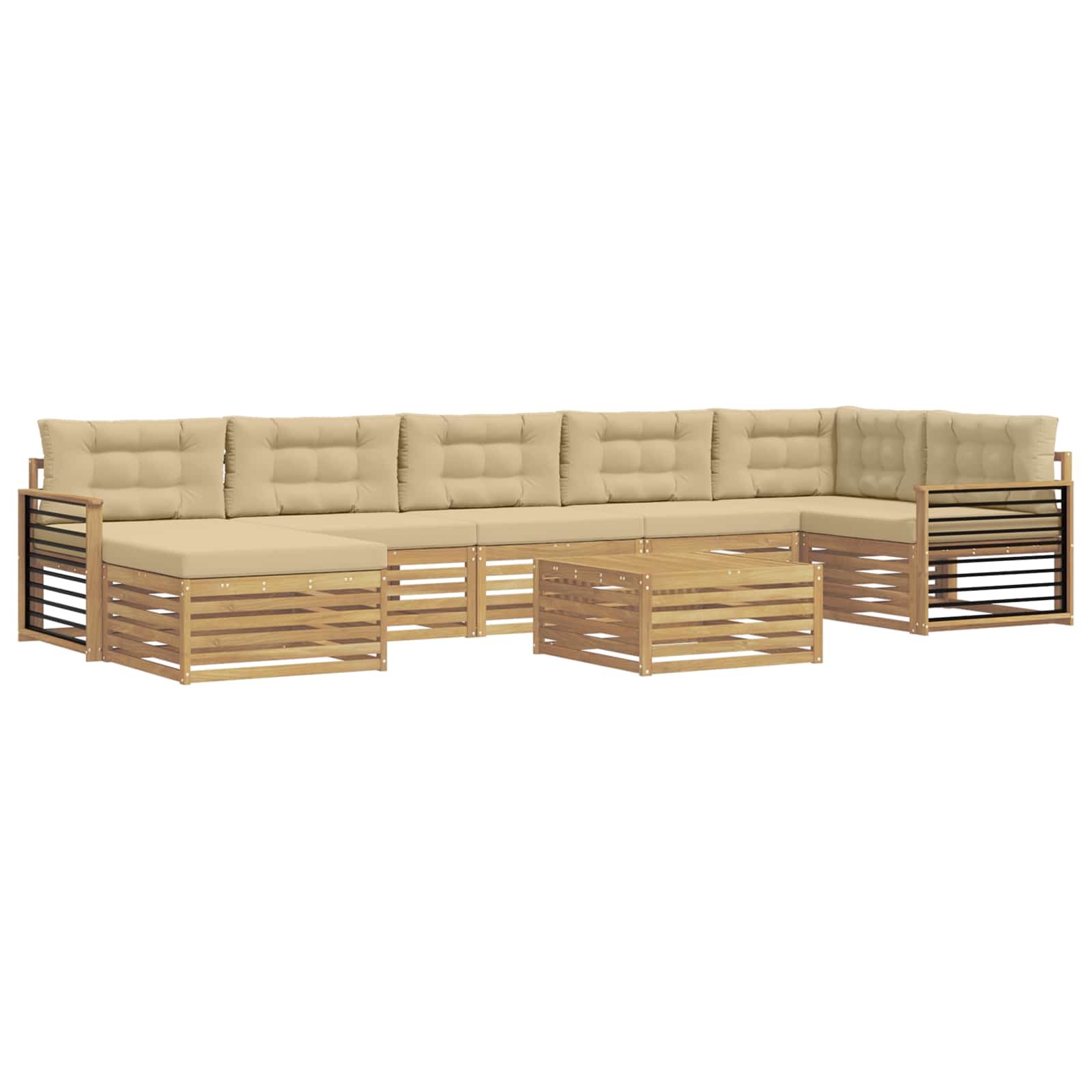 Outdoor-Sofagarnitur mit Kissen 8 pcs Weiß und Beige