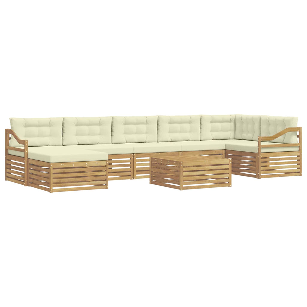 Outdoor-Sofagarnitur mit Kissen 8 pcs Weiß und Creme Polyester