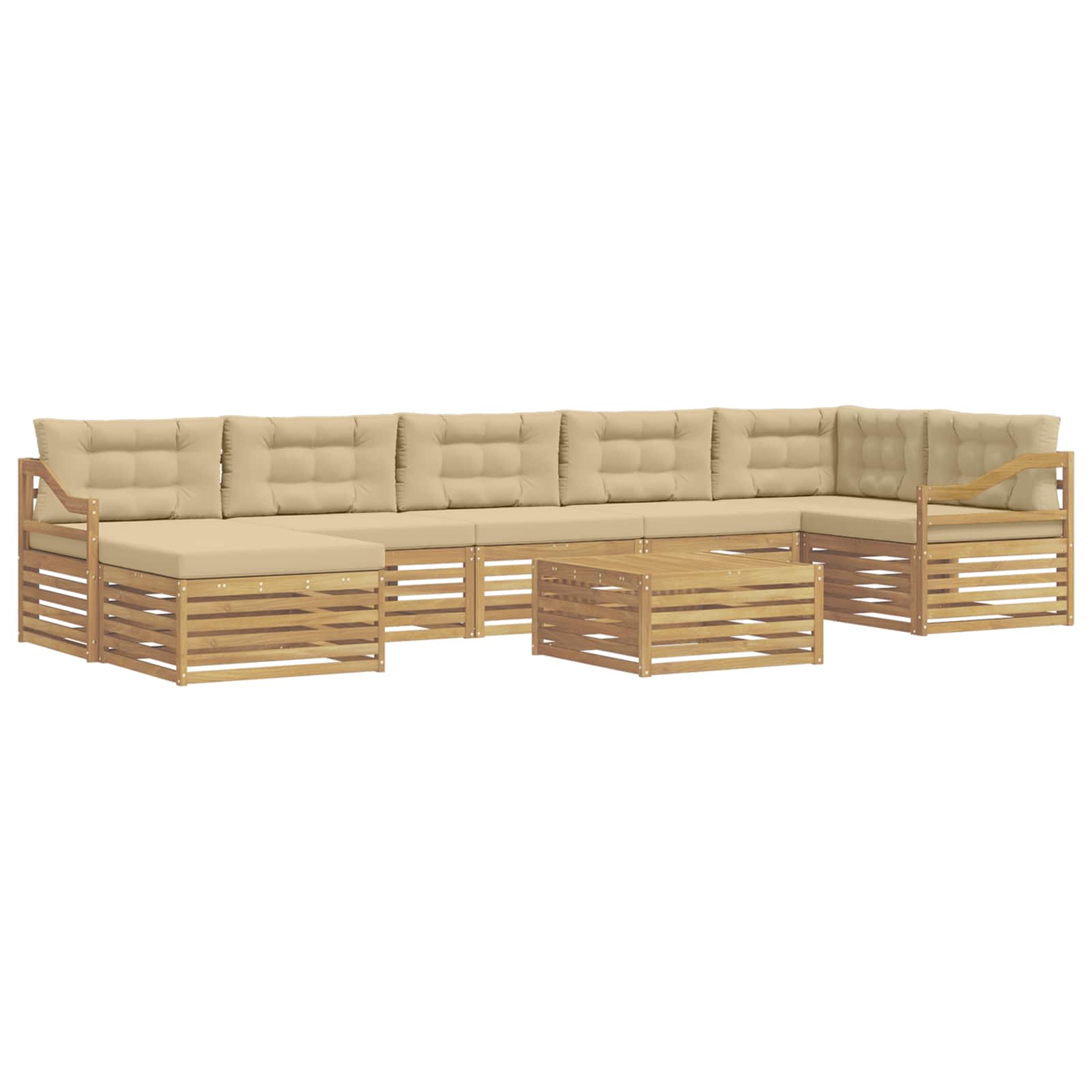 Outdoor-Sofagarnitur mit Kissen 8 pcs Weiß und Beige