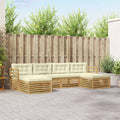 Outdoor-Sofagarnitur 6 pcs Weiß und Creme 325 x 162,5 x 73 cm