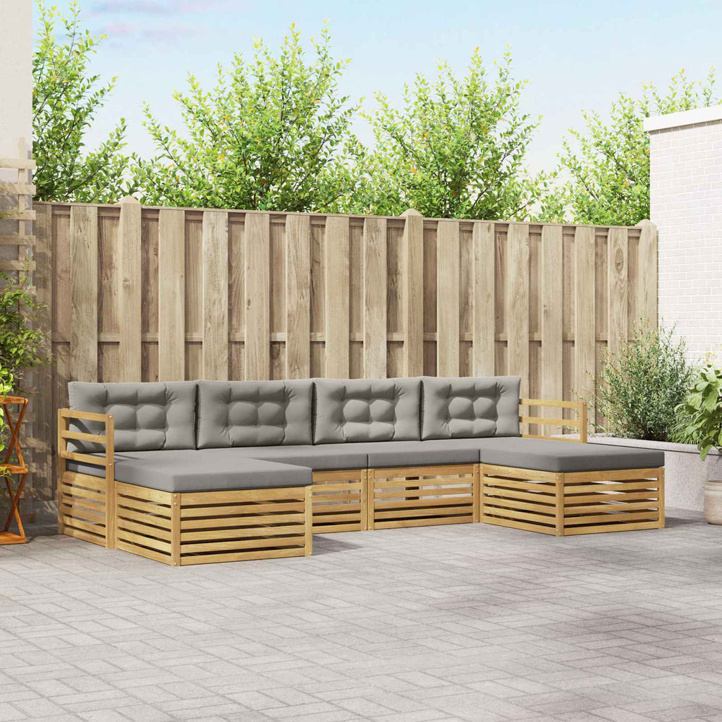 Outdoor-Sofagarnitur 6 pcs Weiß und Hellgrau