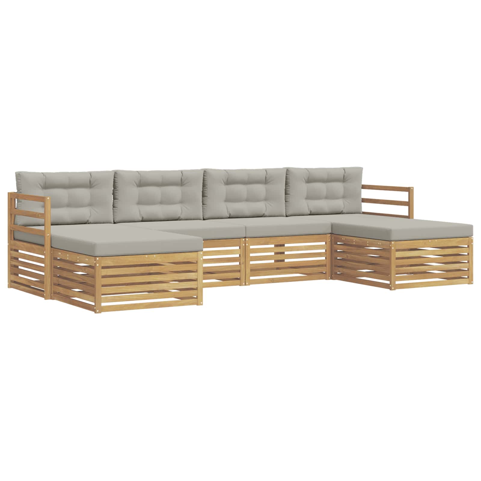 Outdoor-Sofagarnitur 6 pcs Weiß und Hellgrau