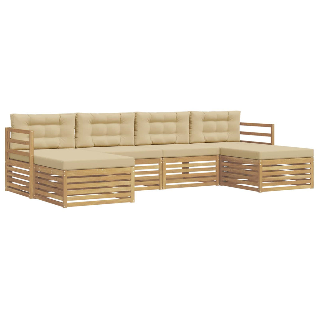 Outdoor-Sofagarnitur 6 pcs Weiß und Beige 325 x 162,5 x 73 cm