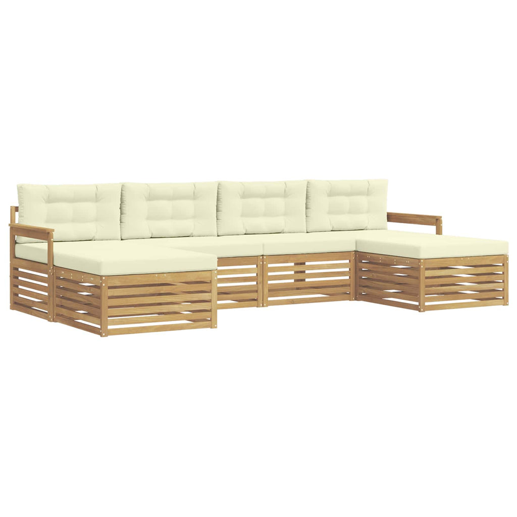 Sofagarnituren 6 pcs Weiß und Creme Massivholz Akazie