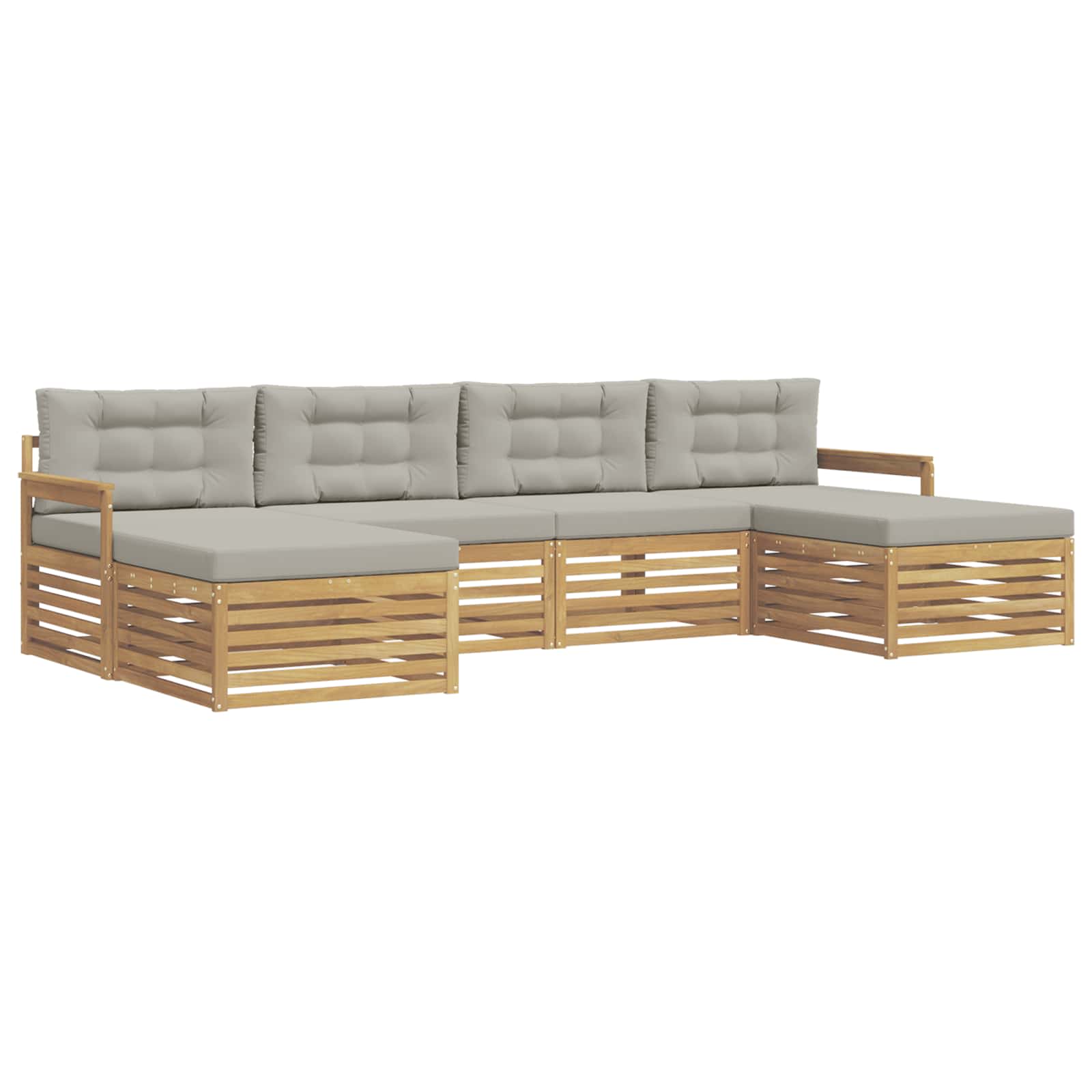 Sofagarnituren 6 pcs Weiß und Hellgrau Massivholz Akazie