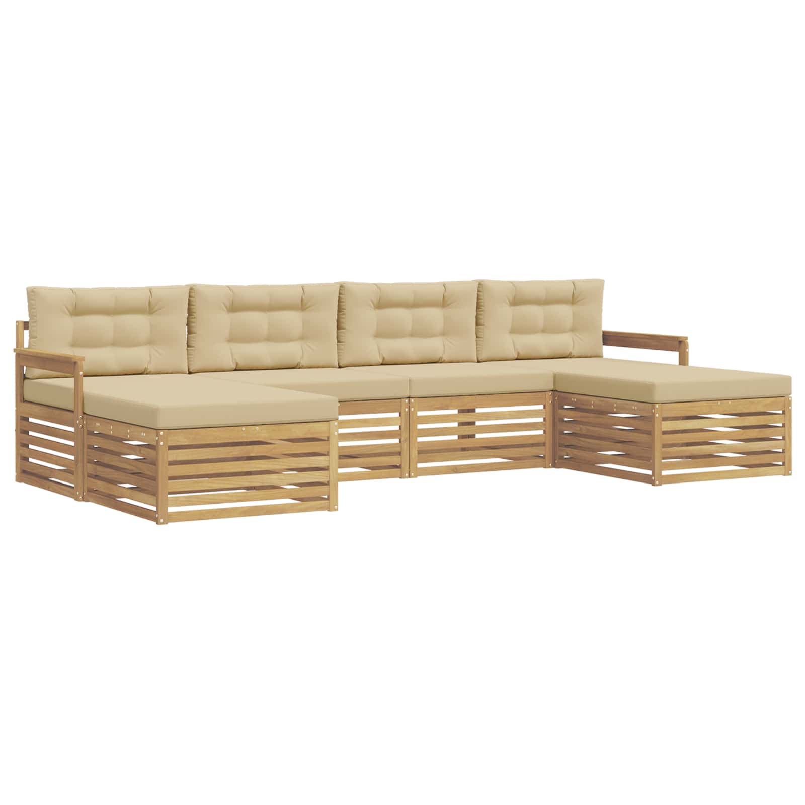Sofagarnituren 6 pcs Weiß und Beige Massivholz Akazie