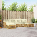 Sofagarnituren 6 pcs Weiß und Creme Massivholz Akazie