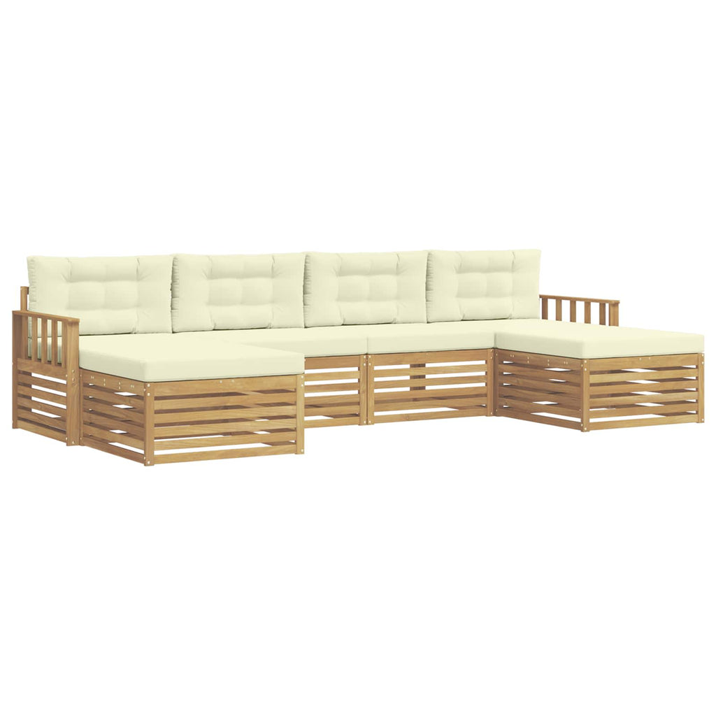 Sofagarnituren 6 pcs Weiß und Creme Massivholz Akazie