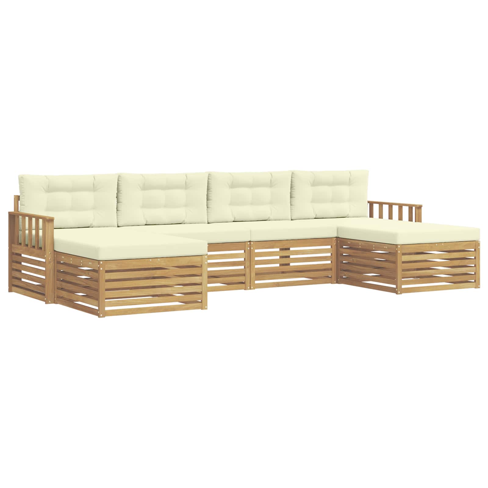 Sofagarnituren 6 pcs Weiß und Creme Massivholz Akazie