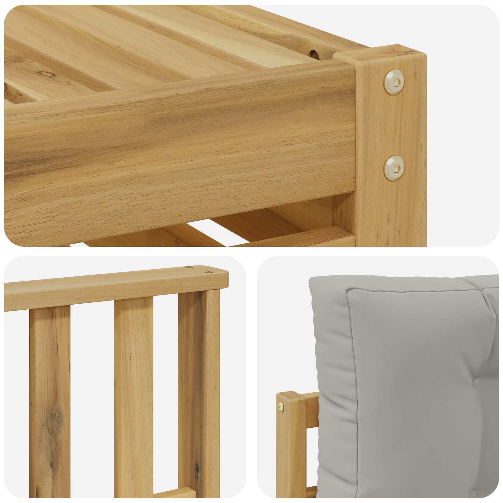 Sofagarnituren 6 pcs Weiß und Hellgrau Massivholz Akazie