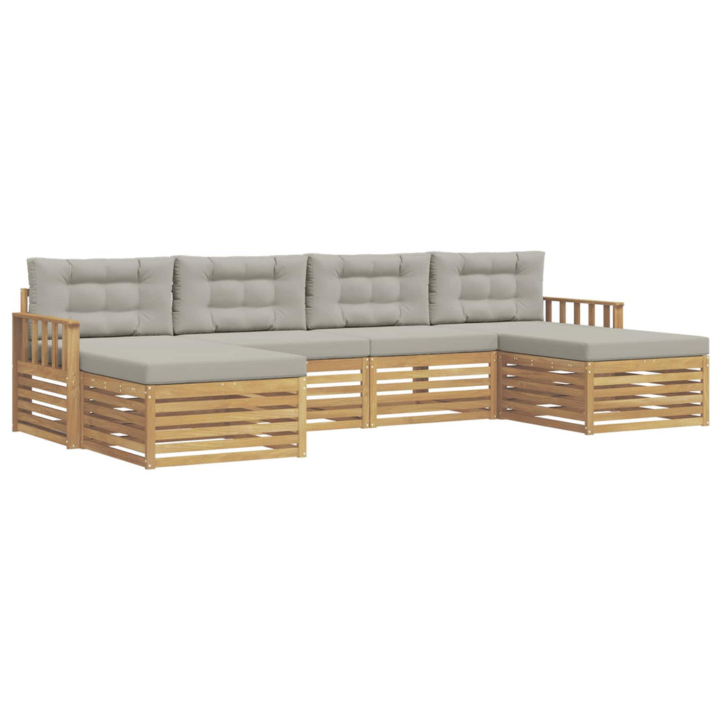 Sofagarnituren 6 pcs Weiß und Hellgrau Massivholz Akazie