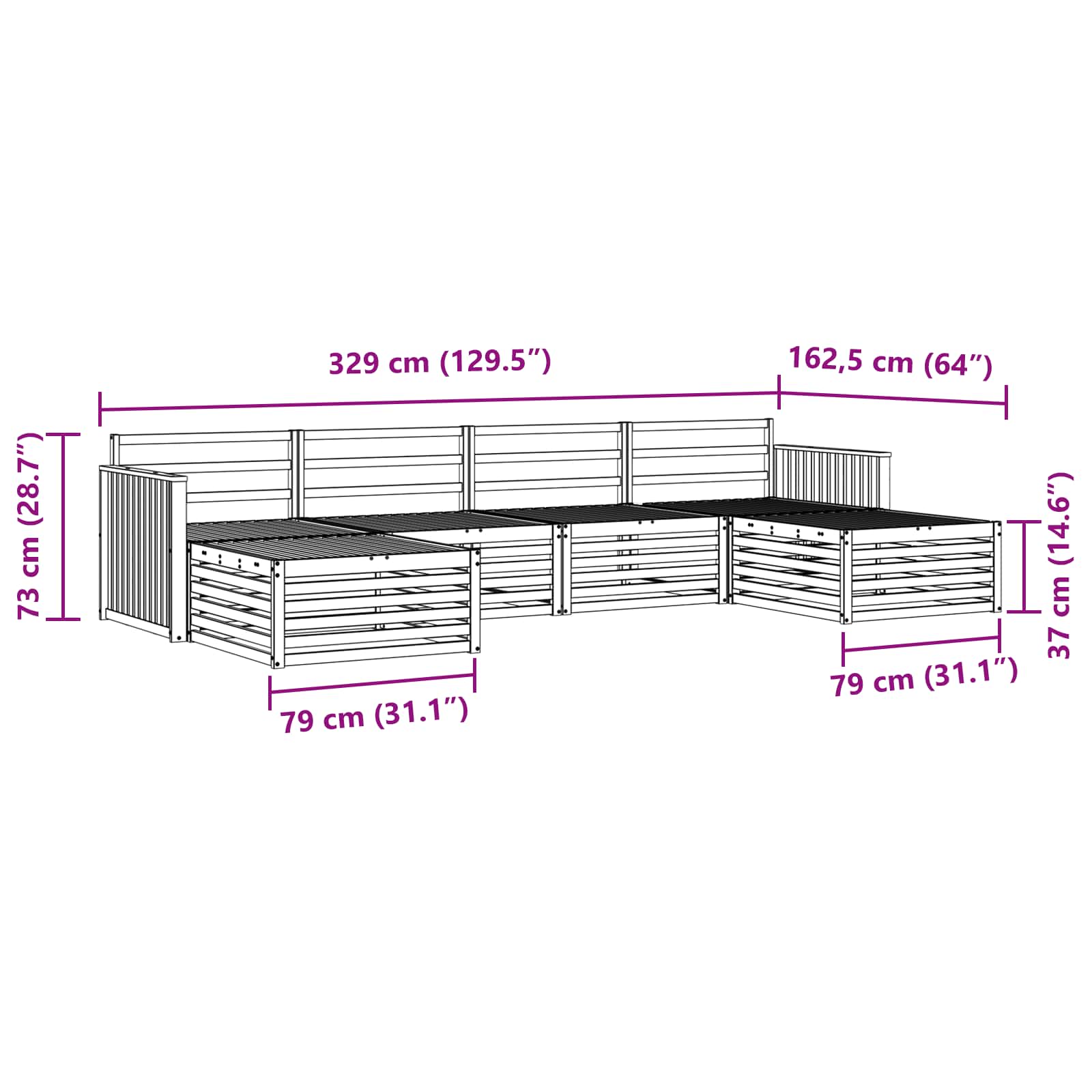 Outdoor-Sofagarnitur 6 pcs Weiß Massivholz Akazie