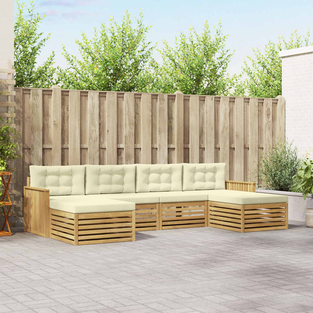 Outdoor-Sofagarnitur 6 pcs Weiß und Creme Massivholz Akazie