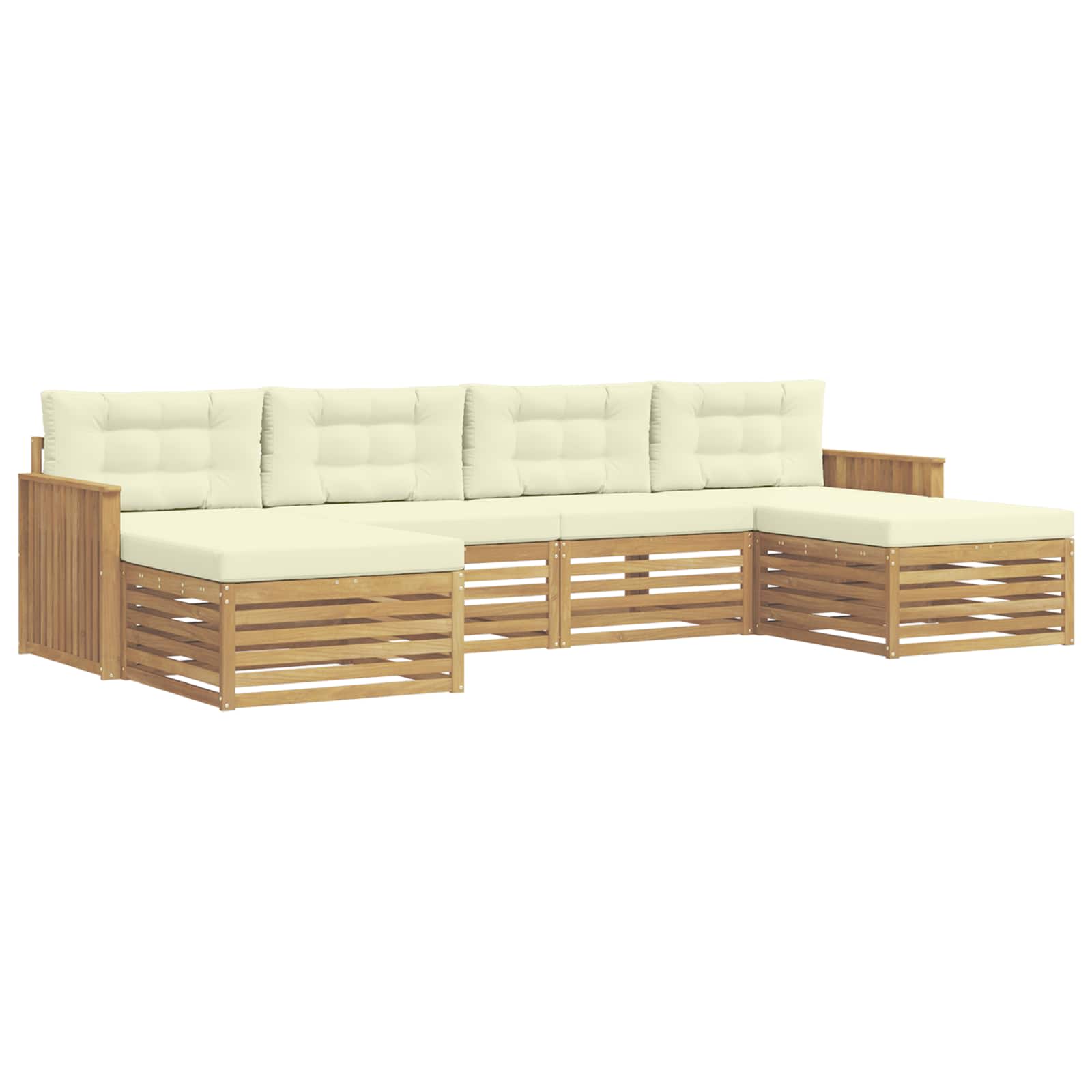 Outdoor-Sofagarnitur 6 pcs Weiß und Creme Massivholz Akazie