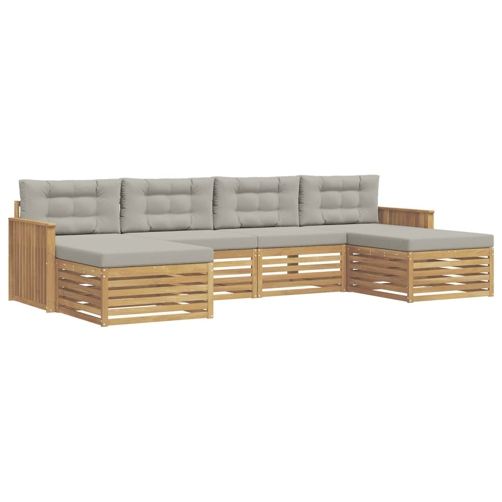 Outdoor-Sofagarnitur 6 pcs Weiß und Hellgrau Massivholz Akazie