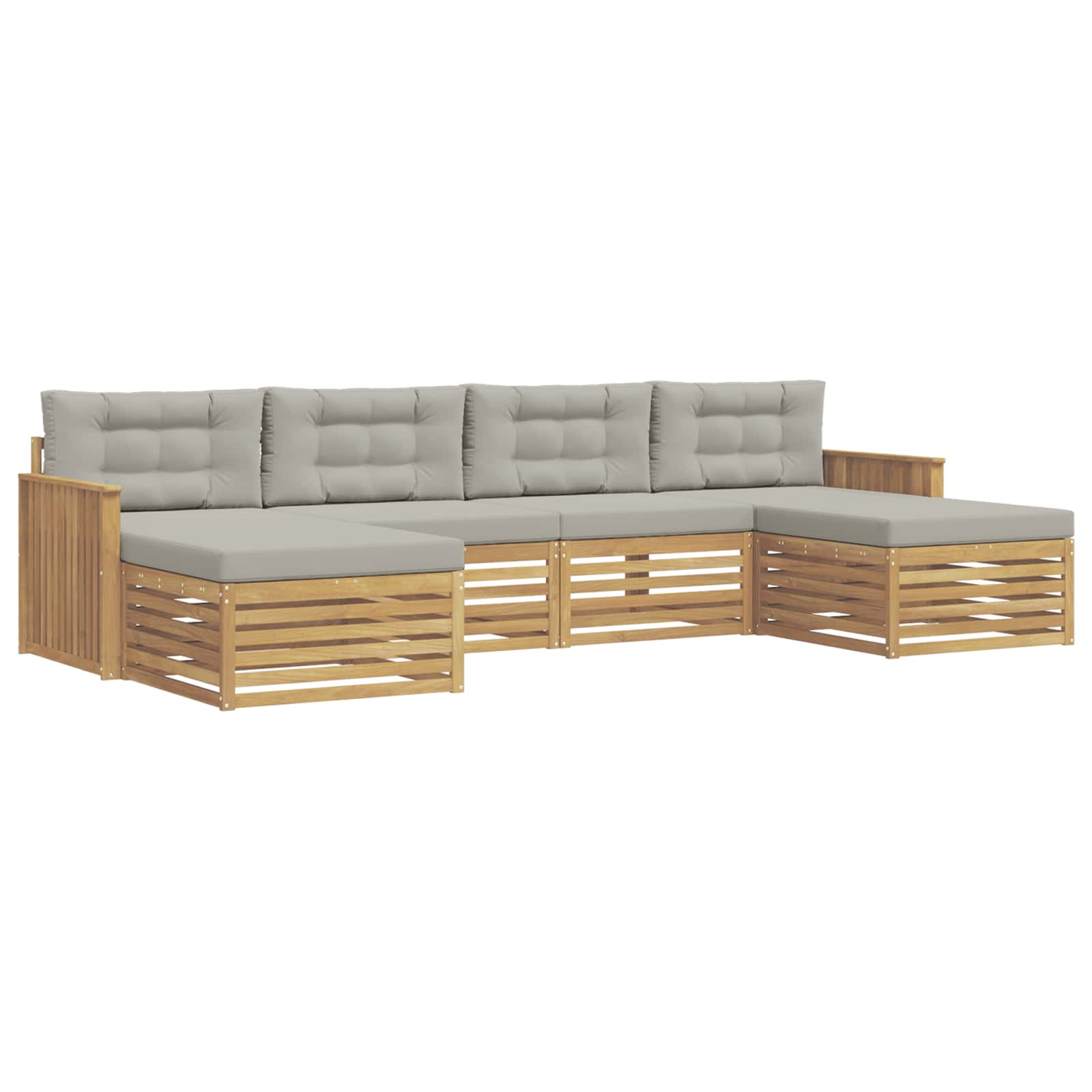 Outdoor-Sofagarnitur 6 pcs Weiß und Hellgrau Massivholz Akazie